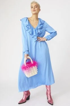 Blue Ruffle Maxi Shift Dress -Deals Fabulous Women Wear Store blue ruffle maxi shift dress p14235 93307 image