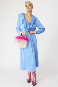 Blue Ruffle Maxi Shift Dress -Deals Fabulous Women Wear Store blue ruffle maxi shift dress p14235 93308 image
