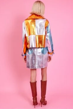 JAYLEY 90's Faux Leather Metallic Patchwork Skirt -Deals Fabulous Women Wear Store jayley 90s faux leather metallic patchwork skirt p14449 95353 image