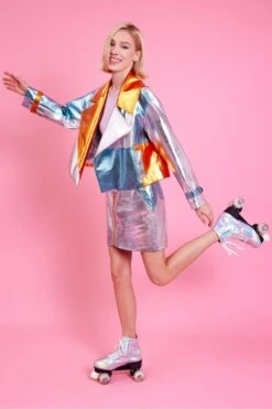 JAYLEY 90's Faux Leather Metallic Patchwork Skirt -Deals Fabulous Women Wear Store jayley 90s faux leather metallic patchwork skirt p14449 95354 image