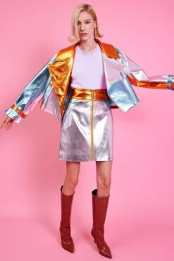 JAYLEY 90's Faux Leather Metallic Patchwork Skirt -Deals Fabulous Women Wear Store jayley 90s faux leather metallic patchwork skirt p14449 95357 image