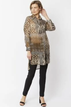 JAYLEY Animal Print Leopard Print Oversized Shirt Dress -Deals Fabulous Women Wear Store jayley animal print leopard print oversized shirt dress p5130 63992 image