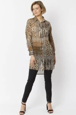 JAYLEY Animal Print Leopard Print Oversized Shirt Dress -Deals Fabulous Women Wear Store jayley animal print leopard print oversized shirt dress p5130 63994 image
