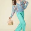 JAYLEY Aqua Blue Eco Leather Trousers