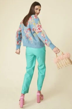 JAYLEY Aqua Blue Eco Leather Trousers -Deals Fabulous Women Wear Store jayley aqua blue eco leather trousers p13484 91274 image