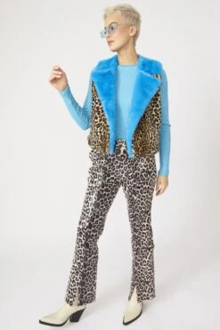 JAYLEY Bamboo Blue Animal Print Gilet With Zip -Deals Fabulous Women Wear Store jayley bamboo blue animal print gilet with zip p13023 88194 image