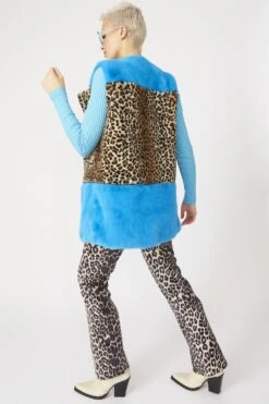 JAYLEY Bamboo Blue Animal Print Gilet With Zip -Deals Fabulous Women Wear Store jayley bamboo blue animal print gilet with zip p13023 88196 image
