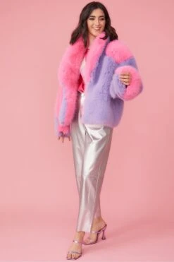 JAYLEY Bamboo Faux Fur Pink And Purple Coat -Deals Fabulous Women Wear Store jayley bamboo faux fur pink and purple coat p12209 84211 image