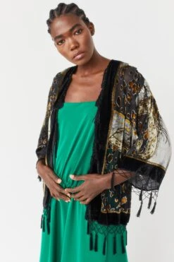 JAYLEY Black Animal Print Silk Devore Jacket