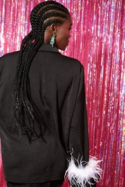 JAYLEY Black Awilix Day To Night Feather Co-ord -Deals Fabulous Women Wear Store jayley black awilix day to night feather co ord p11346 79127 image