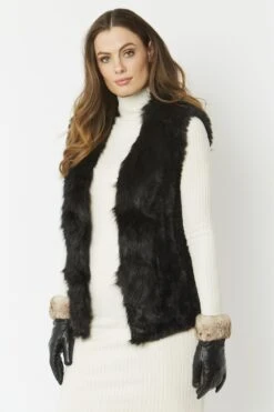 JAYLEY Black Cashmere Blend Faux Fur Gilet -Deals Fabulous Women Wear Store jayley black cashmere blend faux fur gilet p3819 58170 image