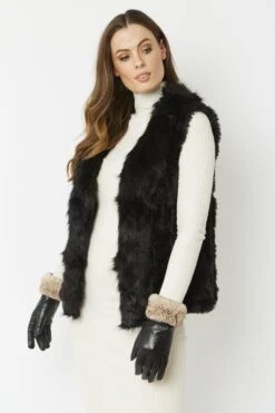 JAYLEY Black Cashmere Blend Faux Fur Gilet -Deals Fabulous Women Wear Store jayley black cashmere blend faux fur gilet p3819 58171 image