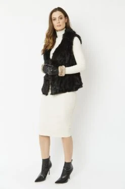 JAYLEY Black Cashmere Blend Faux Fur Gilet -Deals Fabulous Women Wear Store jayley black cashmere blend faux fur gilet p3819 58172 image