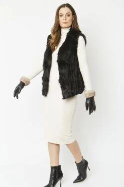 JAYLEY Black Cashmere Blend Faux Fur Gilet -Deals Fabulous Women Wear Store jayley black cashmere blend faux fur gilet p3819 58174 image