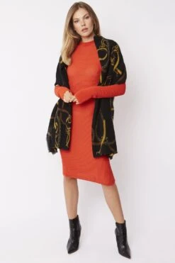 JAYLEY Black Cashmere & Silk Blend Wrap With Chain Print Design -Deals Fabulous Women Wear Store jayley black cashmere silk blend wrap with chain print design p5228 64477 image