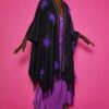 JAYLEY Black Cashmere Wrap With Purple Feathers