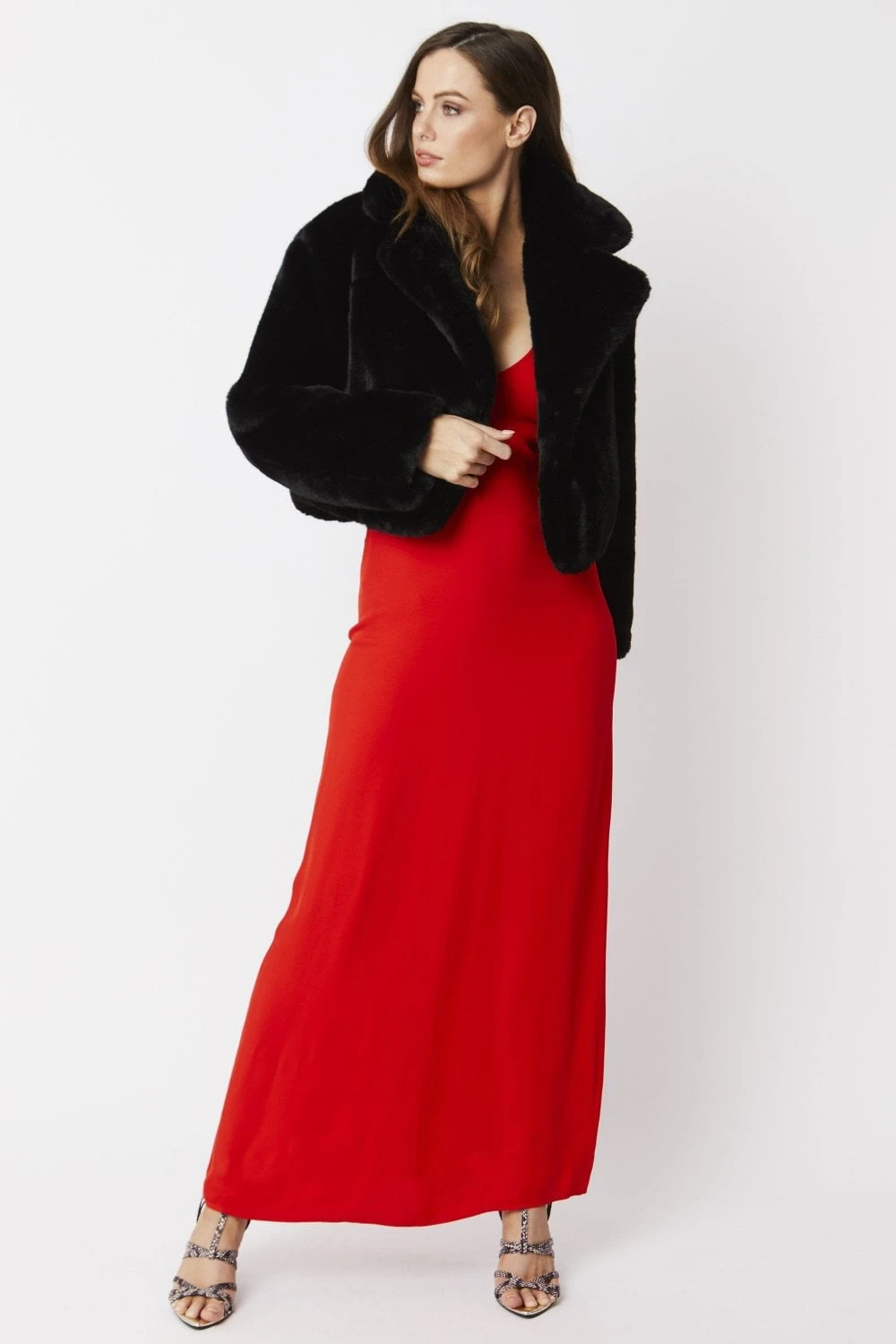 JAYLEY Black Faux Fur Cropped Coat 6 JAYLEY Black Faux Fur Cropped Coat - Image 6