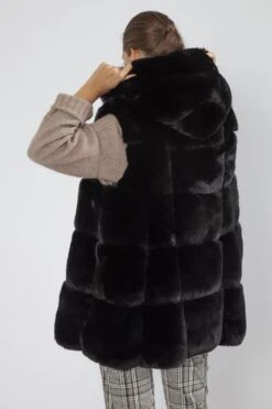 JAYLEY Black Faux Fur Long Hooded Gilet -Deals Fabulous Women Wear Store jayley black faux fur long hooded gilet p4016 58952 image