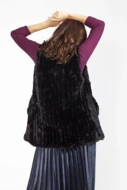 JAYLEY Black Hand Knitted Faux Fur Gilet -Deals Fabulous Women Wear Store jayley black hand knitted faux fur gilet p3966 58733 image