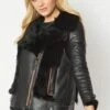 JAYLEY Black Shearling & Leather Gilet