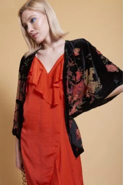 JAYLEY Black Silk Devore Shawl -Deals Fabulous Women Wear Store jayley black silk devore shawl p3606 57352 image