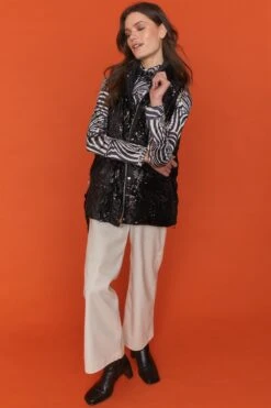 JAYLEY Black Velvet Sequin Gilet -Deals Fabulous Women Wear Store jayley black velvet sequin gilet p12364 90192 image