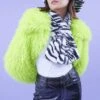 JAYLEY Black Zebra Print Faux Fur Scarf