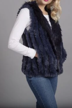 JAYLEY Blue Cashmere Blend Faux Fur Gilet -Deals Fabulous Women Wear Store jayley blue cashmere blend faux fur gilet p3817 58163 image