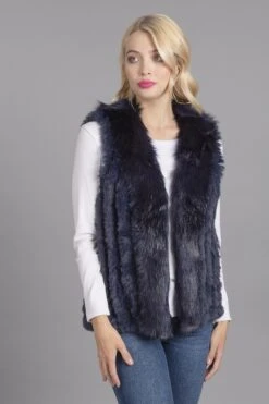 JAYLEY Blue Cashmere Blend Faux Fur Gilet -Deals Fabulous Women Wear Store jayley blue cashmere blend faux fur gilet p3817 58164 image