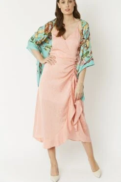 JAYLEY Blue Cashmere Blend Hand Painted Print Wrap