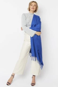 JAYLEY Blue Cashmere Blend Scarf -Deals Fabulous Women Wear Store jayley blue cashmere blend scarf p4711 61708 image