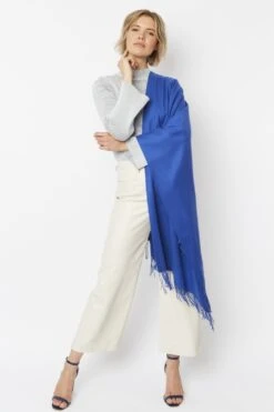 JAYLEY Blue Cashmere Blend Scarf -Deals Fabulous Women Wear Store jayley blue cashmere blend scarf p4711 61709 image