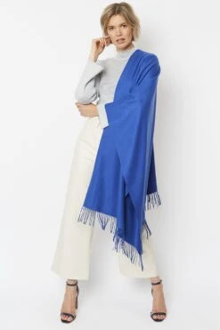 JAYLEY Blue Cashmere Blend Scarf -Deals Fabulous Women Wear Store jayley blue cashmere blend scarf p4711 61710 image