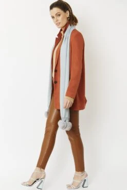 JAYLEY Blue Cashmere Blend Wrap With Faux Fur Heart Poms -Deals Fabulous Women Wear Store jayley blue cashmere blend wrap with faux fur heart poms p4830 62298 image