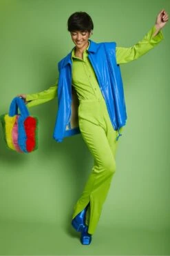 JAYLEY Blue Eco Leather Gilet -Deals Fabulous Women Wear Store jayley blue eco leather gilet p13748 93076 image