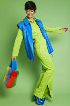 JAYLEY Blue Eco Leather Gilet -Deals Fabulous Women Wear Store jayley blue eco leather gilet p13748 93077 image