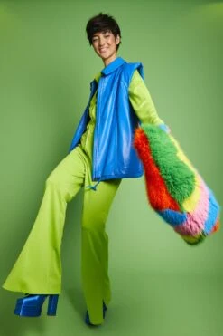 JAYLEY Blue Eco Leather Gilet -Deals Fabulous Women Wear Store jayley blue eco leather gilet p13748 93078 image