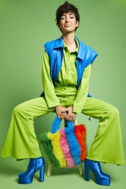 JAYLEY Blue Eco Leather Gilet -Deals Fabulous Women Wear Store jayley blue eco leather gilet p13748 93079 image