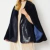 JAYLEY Blue Faux Cashmere Fur & Faux Suede Gilet & Cape 2 In 1