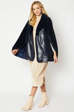 JAYLEY Blue Faux Cashmere Fur & Faux Suede Gilet & Cape 2 In 1 -Deals Fabulous Women Wear Store jayley blue faux cashmere fur faux suede gilet cape 2 in 1 p7714 46615 image