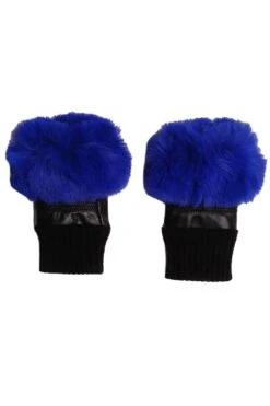 JAYLEY Blue Faux Fur Fingerless Gloves