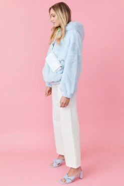 JAYLEY Blue Faux Fur Hoodie -Deals Fabulous Women Wear Store jayley blue faux fur hoodie p8658 73653 image