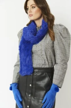 JAYLEY Blue Faux Suede Gloves With Faux Fur Pom -Deals Fabulous Women Wear Store jayley blue faux suede gloves with faux fur pom p4591 61161 image