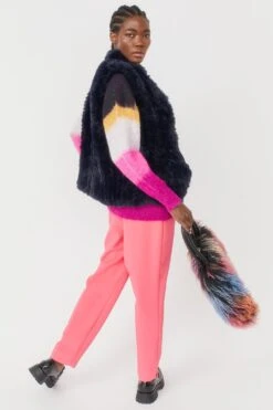 JAYLEY Blue Hand Knitted Faux Fur Gilet -Deals Fabulous Women Wear Store jayley blue hand knitted faux fur gilet p3749 77807 image