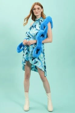 JAYLEY Blue Handcraft Faux Fur Chain Scarf -Deals Fabulous Women Wear Store jayley blue handcraft faux fur chain scarf p12726 86177 image