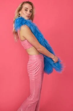 JAYLEY Blue Long Mongolian Fur Scarf -Deals Fabulous Women Wear Store jayley blue long mongolian fur scarf p11034 77114 image