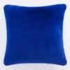 JAYLEY Blue Luxury Faux Fur Cushion Cover With Embroidered Parisian Design