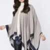 JAYLEY Blue Luxury Reversible Cashmere Blend Pom Pom Wrap