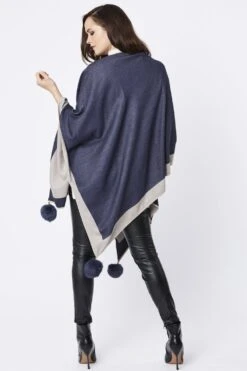 JAYLEY Blue Luxury Reversible Cashmere Blend Pom Pom Wrap -Deals Fabulous Women Wear Store jayley blue luxury reversible cashmere blend pom pom wrap p3508 56897 image