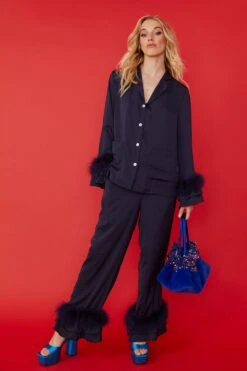 JAYLEY Blue Sequin And Faux Fur Bag -Deals Fabulous Women Wear Store jayley blue sequin and faux fur bag p11410 79508 image